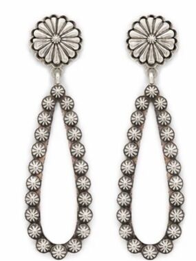 Silver Western Teardrop Earrings Festival Boho Statement Lightweight